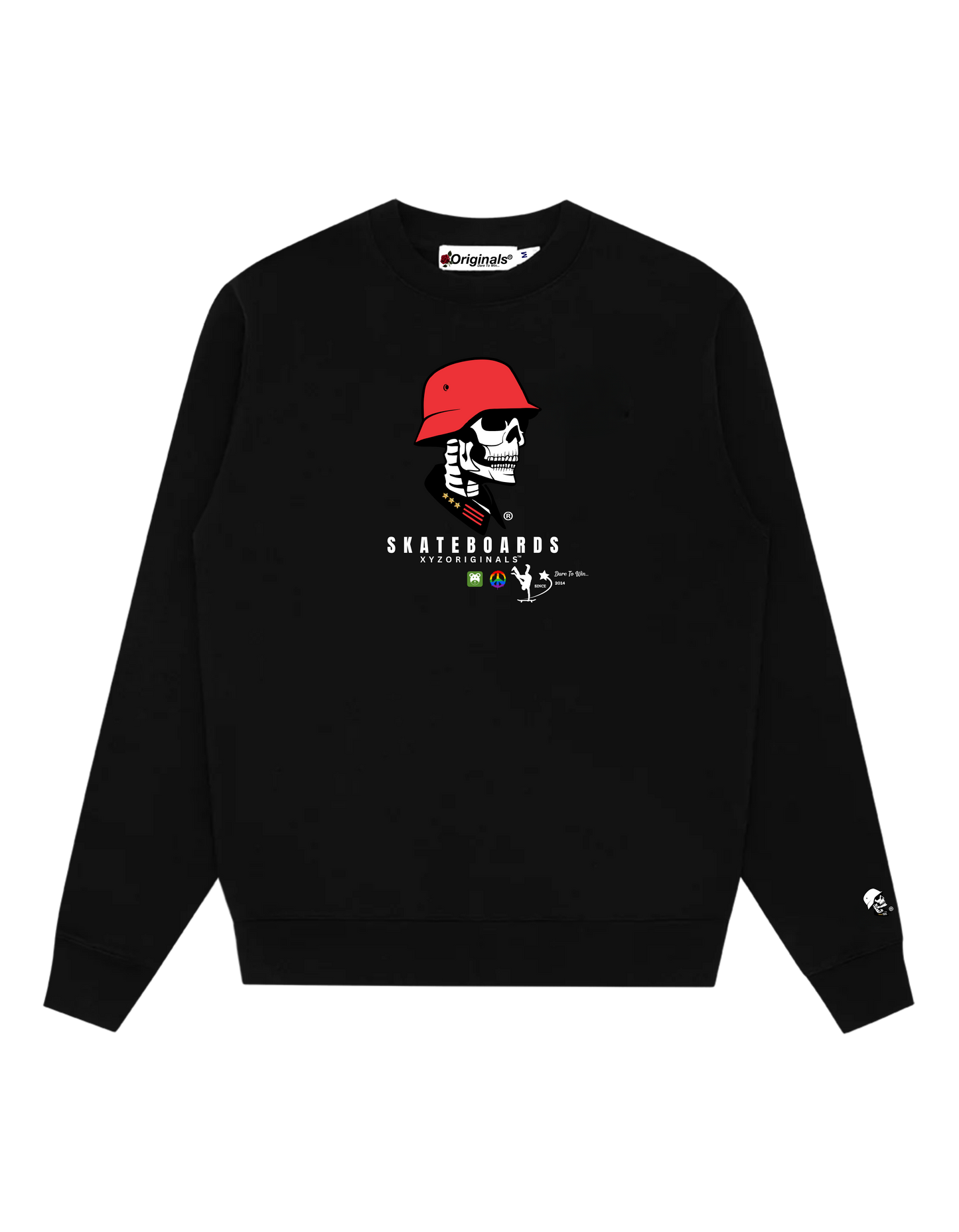 XYZ Originals™ Skater Helmet Skull Crewneck - Black