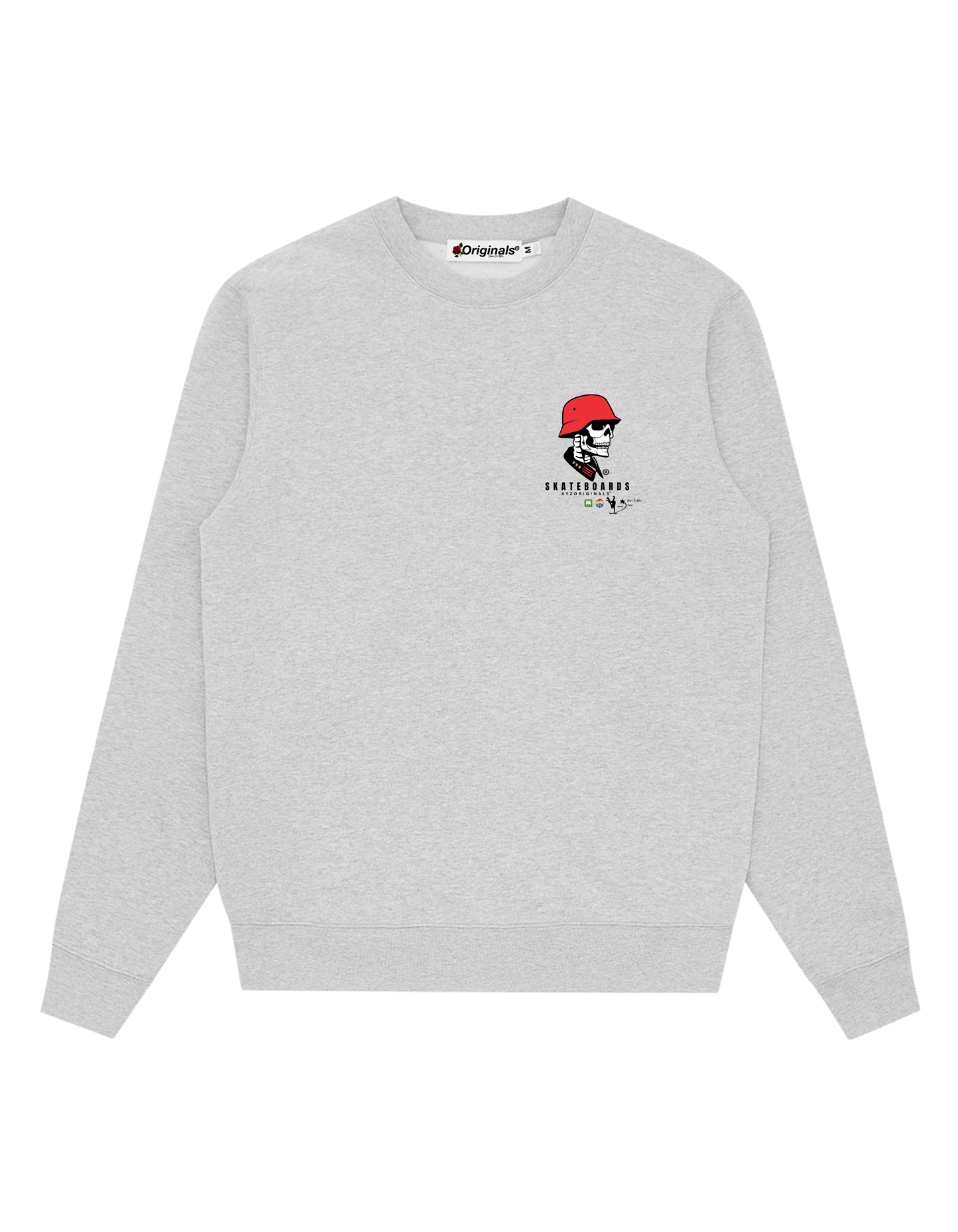 Skater Helmet Skull Crewneck - Heather Grey