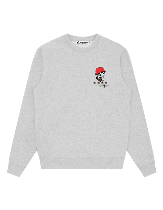 Skater Helmet Skull Crewneck - Heather Grey