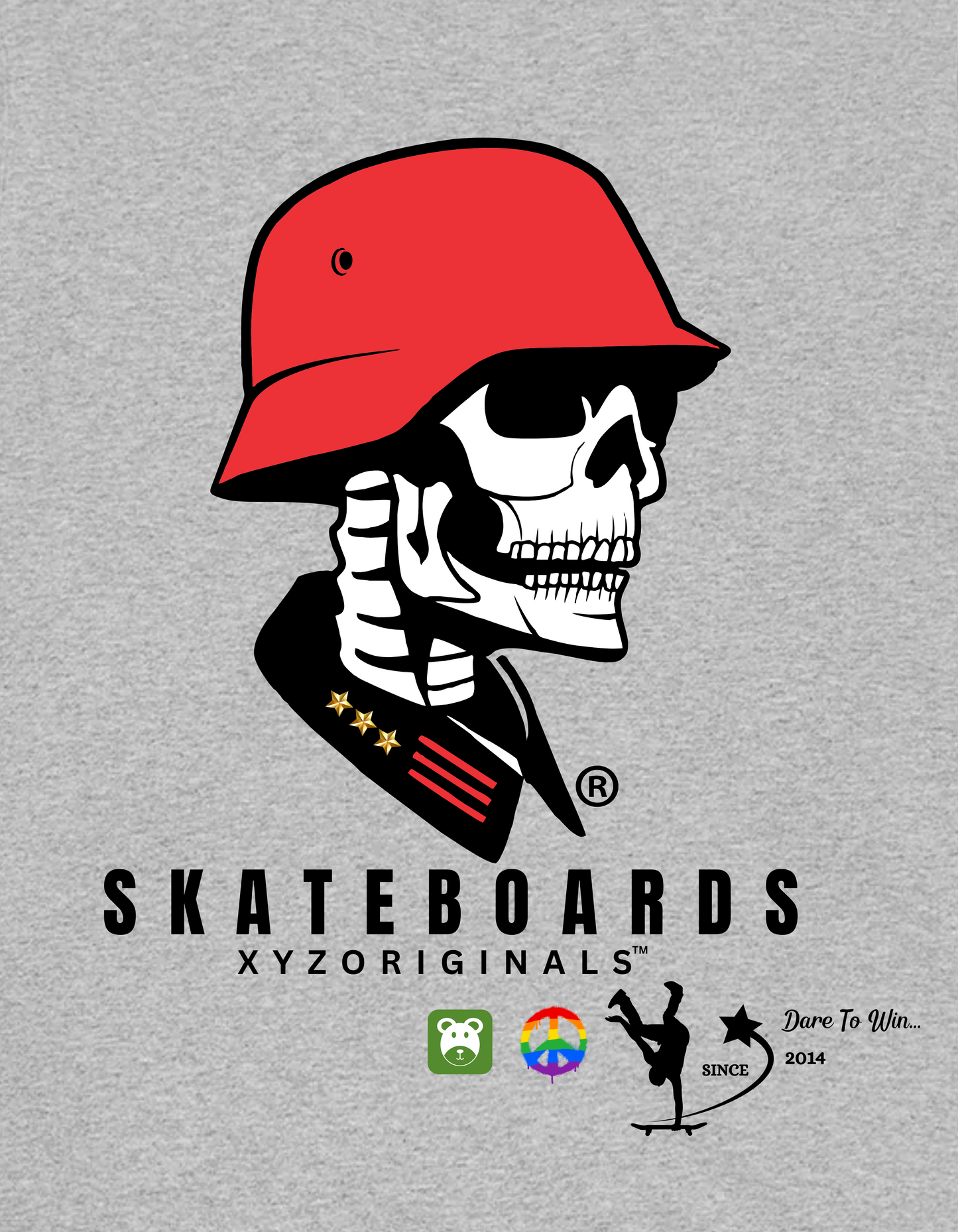 Skater Helmet Skull Crewneck - Heather Grey