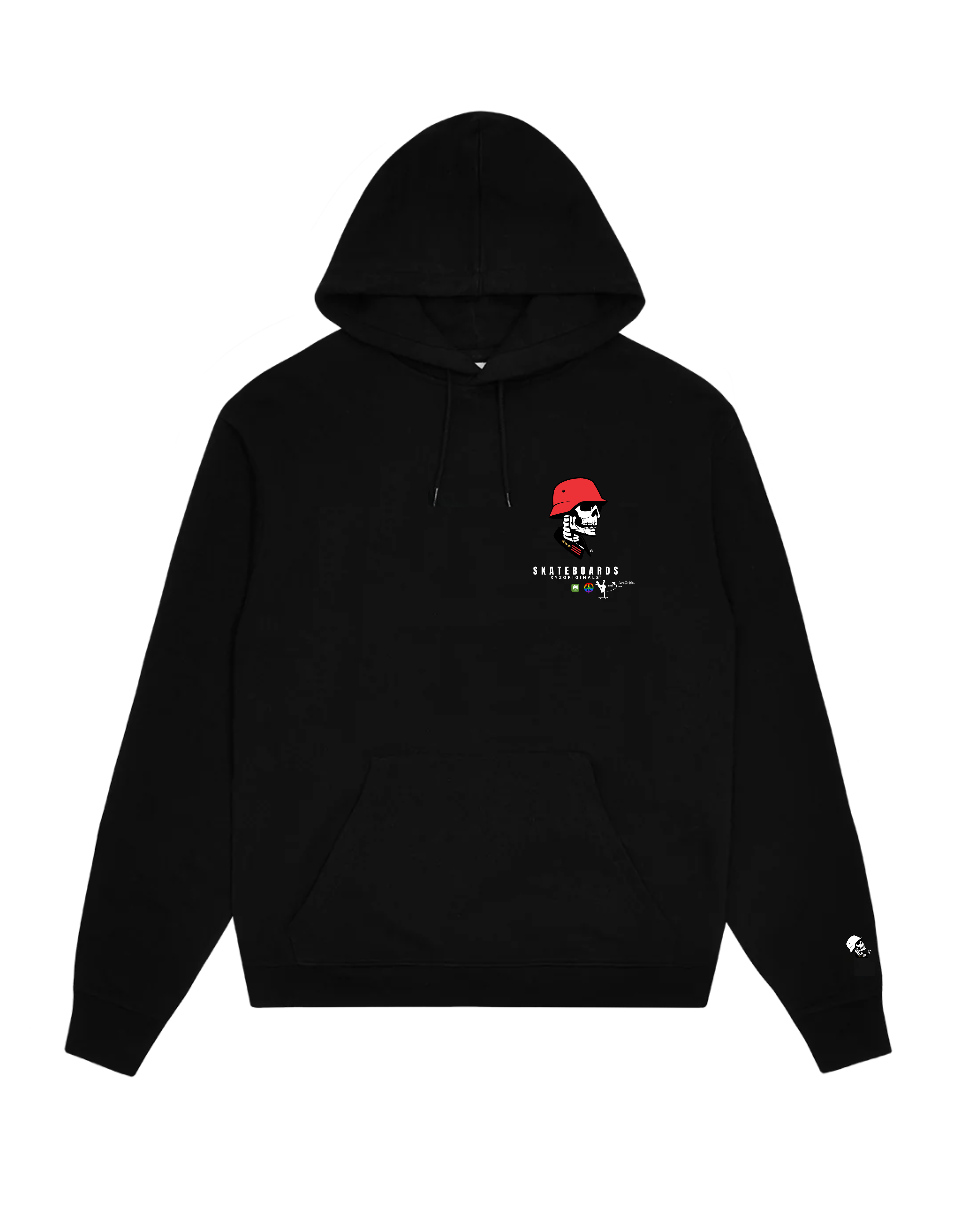 Skater Helmet Skull Pullover Hoodie-Black