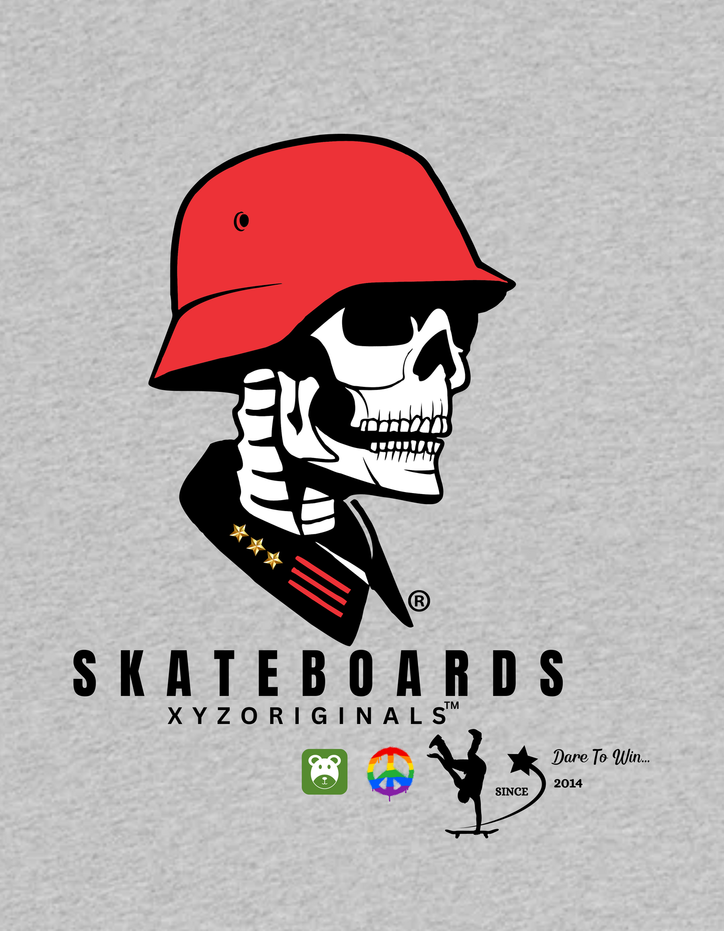 Skater Hemet Skull Unisex T-Shirt - Heather Grey