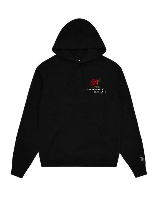 XO™Rose Small Logo Unisex Pullover Hoodie - Black